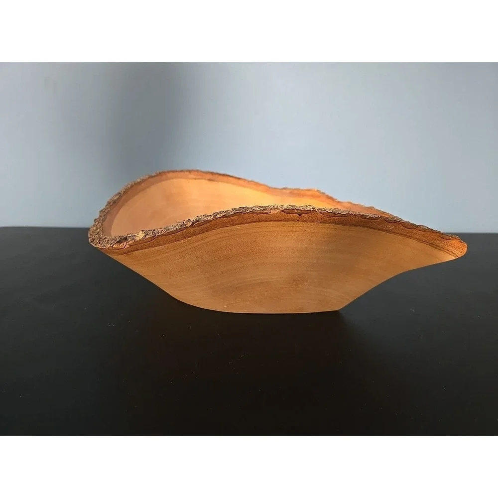 Live Edge Rustic Wood Bowl Hand Carved ‎ Natural Edge ~11